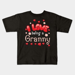 I Love Being A Granny Happy Parent Day Summer Holidays Flowers Hearts For Granny Kids T-Shirt